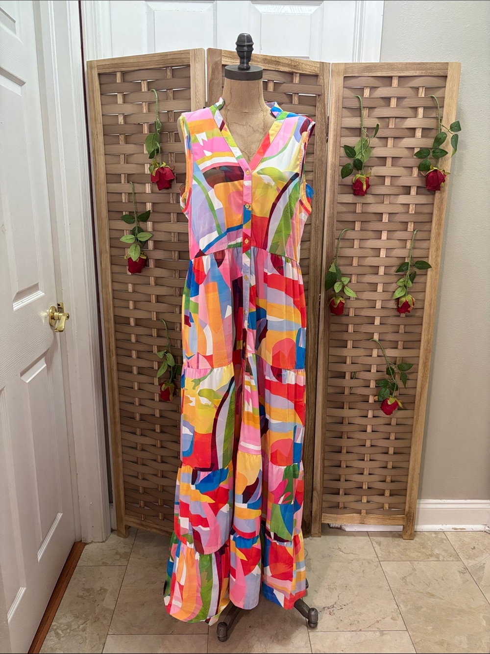 Tolani Collection Printed Sleeveless Maxi Dress Abstract